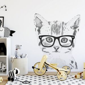 Yokodesign Samolepka na zeď - kočka v brýlích Velikost: M, Barva brýlí: černá
