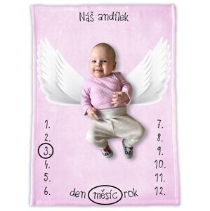 ELIS DESIGN Milníková deka na focení miminek Andělská křídla růžová varianta: se jménem miminka