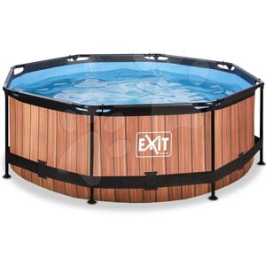 Bazén s filtrací Wood pool Exit Toys kruhový ocelová konstrukce 244*76 cm hnědý od 6 let