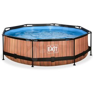 Bazén s filtrací Wood pool Exit Toys kruhový ocelová konstrukce 300*76 cm hnědý od 6 let