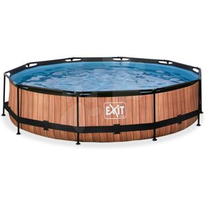 Bazén s filtrací Wood pool Exit Toys kruhový ocelová konstrukce 360*76 cm hnědý od 6 let