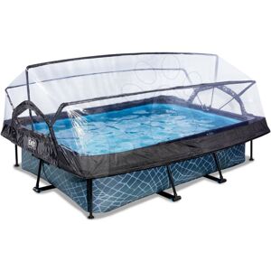 Bazén s krytem a filtrací Stone pool Exit Toys ocelová konstrukce 220*150 cm šedý od 6 let