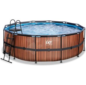 Bazén s filtrací Wood pool Exit Toys kruhový ocelová konstrukce 427*122 cm hnědý od 6 let