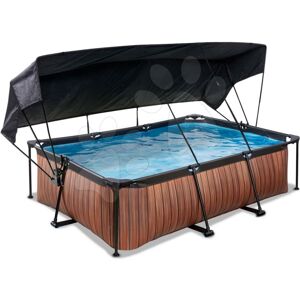 Bazén se stříškou a filtrací Wood pool Exit Toys ocelová konstrukce 220*150 cm hnědý od 6 let