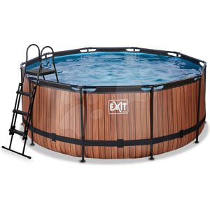 Bazén s pískovou filtrací Wood pool Exit Toys kruhový ocelová konstrukce 360*122 cm hnědý od 6 let