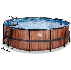 Bazén s pískovou filtrací Wood pool Exit Toys kruhový ocelová konstrukce 427*122 cm hnědý od 6 let