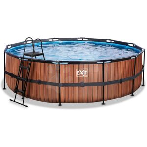 Bazén s pískovou filtrací Wood pool Exit Toys kruhový ocelová konstrukce 488*122 cm hnědý od 6 let