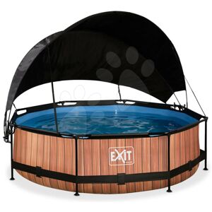 Bazén se stříškou a filtrací Wood pool Exit Toys kruhový ocelová konstrukce 300*76 cm hnědý od 6 let