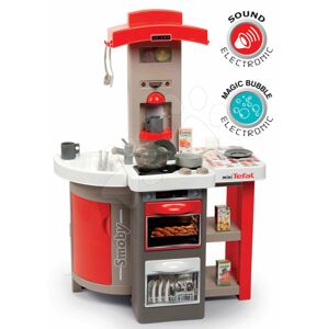 Kuchyňka skládací elektronická Tefal Opencook Bubble Smoby červená se zvukem magickým bubláním a kávovarem a 24 doplňků