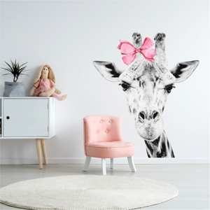 Vyrobeno v EU Samolepka na zeď - žirafa s mašličkou Velikost: XL