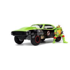 Autíčko Ninja želvy Chevy Camaro kovové s otevíracími částmi a figurkou Raphaela délka 19 cm 1:24