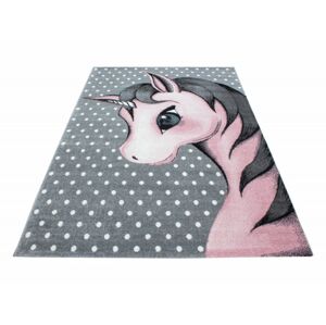 ELIS DESIGN Dětský koberec - Hlava jednorožce barva: šedá x růžová, rozměr: 80x150