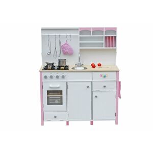mamido  Dětská dřevěná kuchyně s troubou a příslušenstvím růžová