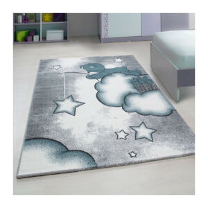ELIS DESIGN Dětský koberec - Medvídek a hvězdy barva: šedá x modrá, rozměr: 80x150