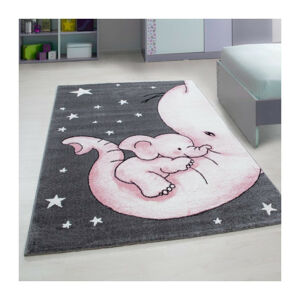 ELIS DESIGN Dětský koberec - Slůně na chobotu barva: šedá x růžová, rozměr: 120x170