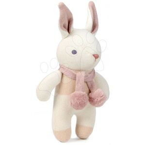 Panenka pletená zajíček Baby Threads Cream Bunny Rattle ThreadBear 22 cm krémová z jemné měkké bavlny od 0 měsíců
