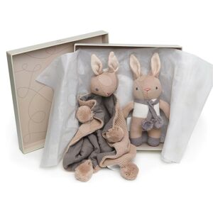 Panenky pletené zajíčci Baby Threads Taupe Bunny Gift Set ThreadBear hnědé z jemné měkké bavlny v dárkovém balení od 0 měsíců