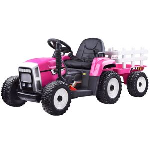 mamido  Dětský elektrický traktor s vlečkou růžový