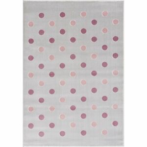 Livone Dětský koberec - krémový s puntíky barva: stříbrnošedá-růžová, rozměr: 120 x 180 cm