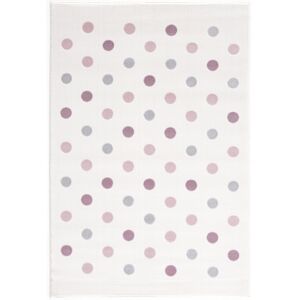 Livone Dětský koberec - krémový s puntíky barva: krémovo/růžová-stříbrnošedá, rozměr: 120 x 180 cm