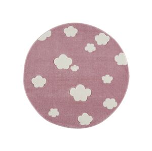 Livone Dětský koberec Sky Cloud mráčky kulatý barva: růžová-bílá