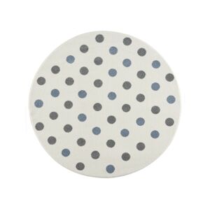 Livone Dětský koberec kulatý s puntíky barva: krémová - modrá, stříbrnošedá, rozměr: 133 cm