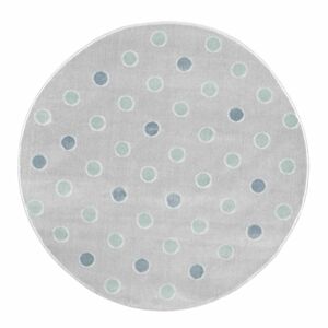 Livone Dětský koberec kulatý s puntíky barva: stříbrno/šedá - mátová, rozměr: 133 cm