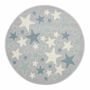 Livone Dětský koberec - Moře hvězdiček kulatý barva: stříbrnošedá - modrá, rozměr: 133 cm