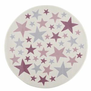 Livone Dětský koberec - Moře hvězdiček kulatý barva: krémovošedá - růžová, rozměr: 133 cm