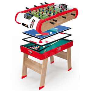 Futbalový stôl Powerplay 4v1 Smoby drevený a biliard, hokej, stolný tenis hracia plocha 94*60 cm od 8 rokov