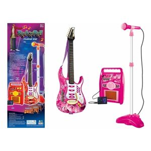 mamido  Elektrická kytara s mikrofonem a zesilovačem růžová