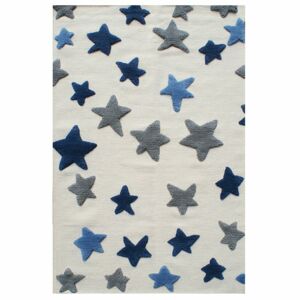 Livone Dětský koberec Hvězdná louka barva: přírodní-modrá, rozměr: 100 x 160 cm