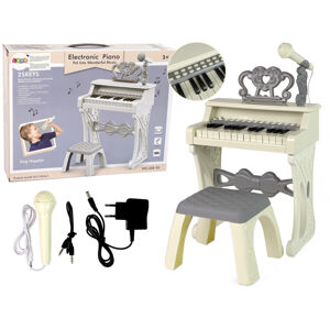 mamido  Dětský elektrický klavír s židlí bílý