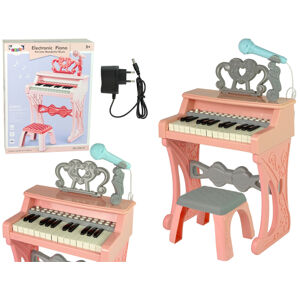 mamido  Dětský elektrický klavír s židlí růžový