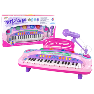 mamido  Velké interaktivní piano s mikrofonem a MP3 růžové