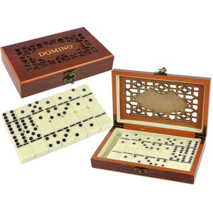 mamido  Dřevěná logická hra Domino v kufříku 28 kostek