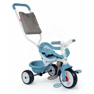 Tříkolka s opěrkou Be Move Comfort Tricycle Blue Smoby s EVA koly a vodicí tyč s taškou modrá od 10 měsíců