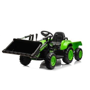 Mamido  Mamido Dětský elektrický traktor s radlicí a přívěsem zelený