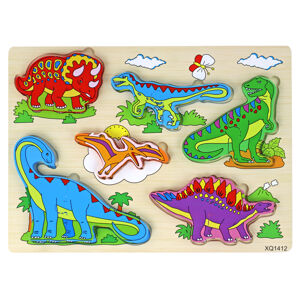 mamido  Dřevěné Puzzle 3D Pro Děti Logická Hra Skládanka Dinosauři 11 Dílů