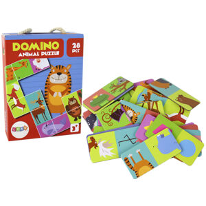 mamido  Oboustranné domino Puzzle se zvířaty 10cm x 5cm 28 dílů