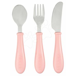 Dětský příbor Old Pink Beaba 3dílný lžička vidlička a nůž růžový 15 cm od 12 měsíců