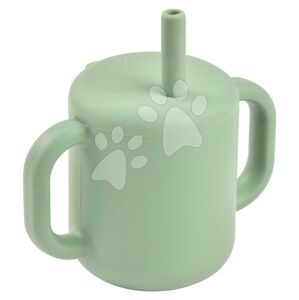 Hrnek pro miminka Silicone Straw Cup Beaba Sage Green s brčkem na učení se pít zelený od 8 měsíců