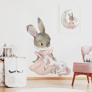 ELIS DESIGN moderní nálepka králíčka s jednorožcem Velikost: XL