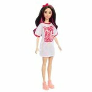 Mattel Barbie modelka bílé lesklé šaty HRH12