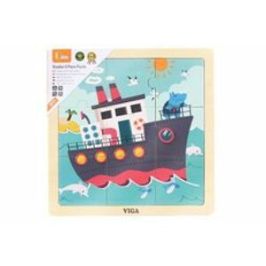 Viga Dřevěné puzzle 9 dílků - loď