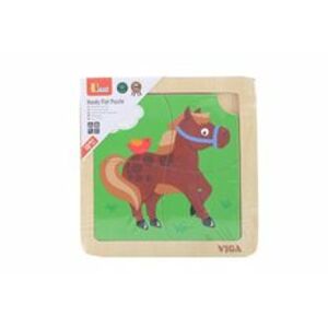 Viga Dřevěné puzzle 4 dílky - kůň