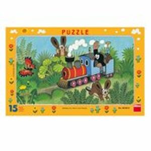 Dino puzzle 15 dílků deskové Krteček a lokomotiva