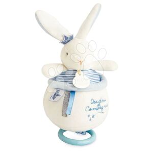 Plyšový zajačik s melódiou Bunny Sailor Music Box Perlidoudou Doudou et Compagnie modrý 14 cm v darčekovom balení od 0 mes DC3520