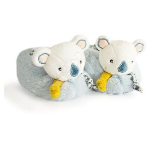 Papučky pre bábätko s hrkálkou Yoca le Koala Doudou et Compagnie modré v darčekovom balení od 0-6 mes DC3675