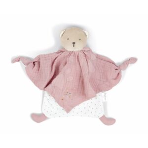 Textilní medvěd růžový Organic Cotton Doudou Bear Pink Kaloo na mazlení do postýlky 20 cm v dárkovém balení od 0 měsíců